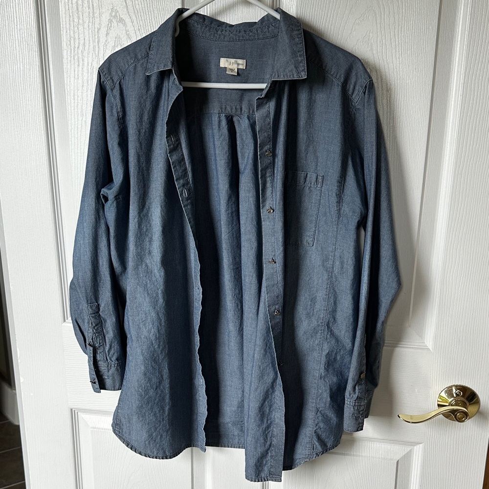 J. Jill Blue 100% cotton denim oversized shirt